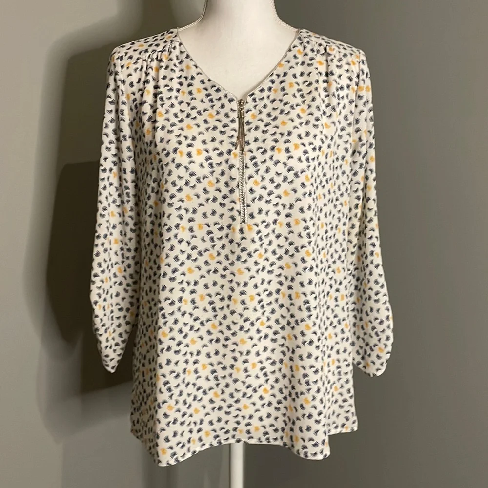 ARMAND THIERY WOMENS BLOUSE WITH SILVER TASSEL FRONT ZIPPER - Picture 1 of 15